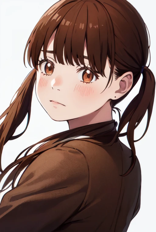 concept art 1girl, masterpiece, high quality, highres, absurdres, brown hair, brown eyes, twintails, portrait, simple background, white background, twintails, solo ,<lora:HinataKawamotoR4:0.7>, HinataKawamotoR4 . digital artwork, illustrative, painterly, matte painting, highly detailed