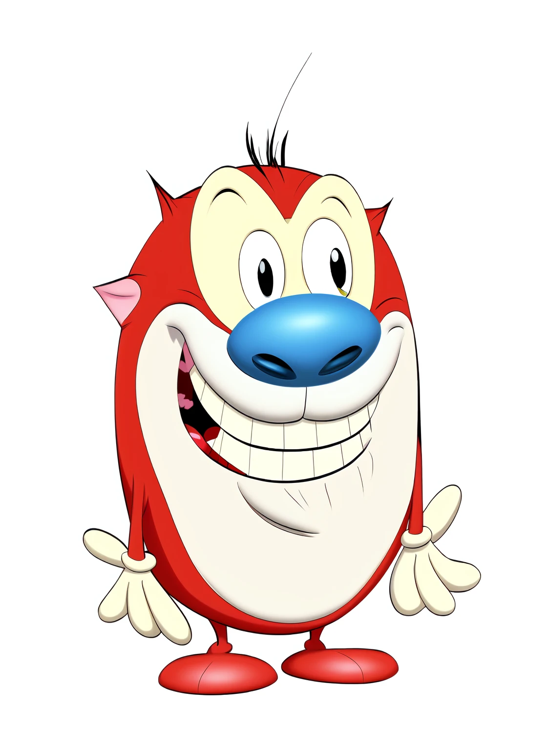 (stimpy:1), (small cartoon cat:0.3), flat colours, 2d cartoon, teeth, <lora:Ren__Stimpy-000014:1>