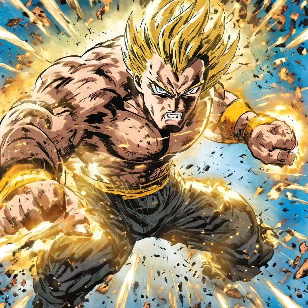 man punching giant, guns, power attack, finishing move, action shot