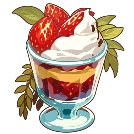 x,no humans,food focus,food,fruit,strawberry,still life,parfait,simple background,dessert,transparent background,ice cream,cream,white background,plant,White background,<lora:x_cake:0.9>,