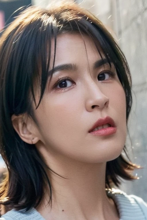 Best quality,masterpiece,ultra high res,(photorealistic:1.2),1girl,in the dark,deep shadow,low key,(photorealistic:1.2),slim body,japanese street alley,dynamic pose,face closeup,makeup,<lora:pets_tseng>,