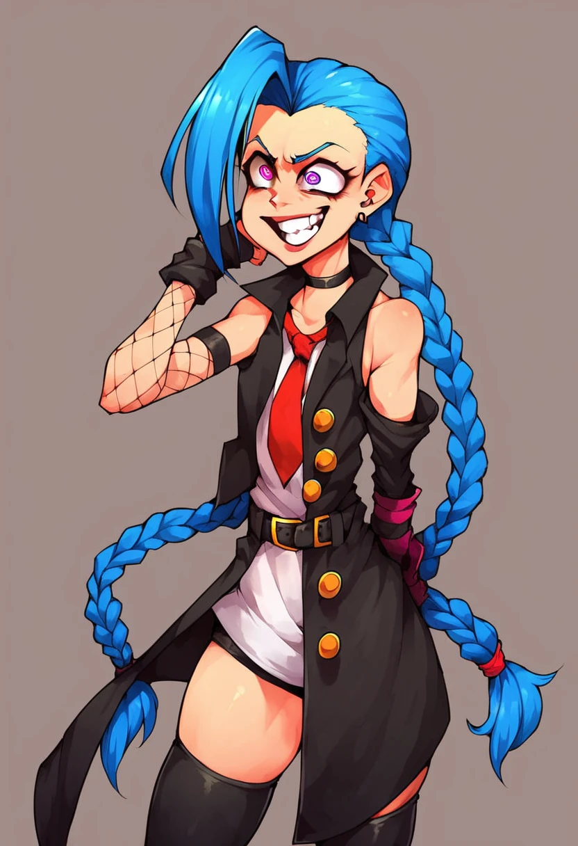 score_9_, rating_sfw, jinx, standing, crazy eyes, overcoat