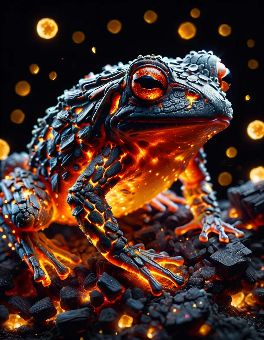 macro photo, a beautiful frog, glowing lights, beautiful magical sparkles, moon dust particulates, vibrant whimsical colors <lora:ral-embrglt:1> ral-embrglt
