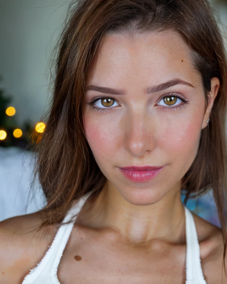 a picture of 4smrSharon,brunette, realistic, photorealistic, detailed skin, surface scattering, bokeh, skin pores,wearing a white shirt,(living room:1.1), <lora:4smrSharon:0.95> epiCPhoto