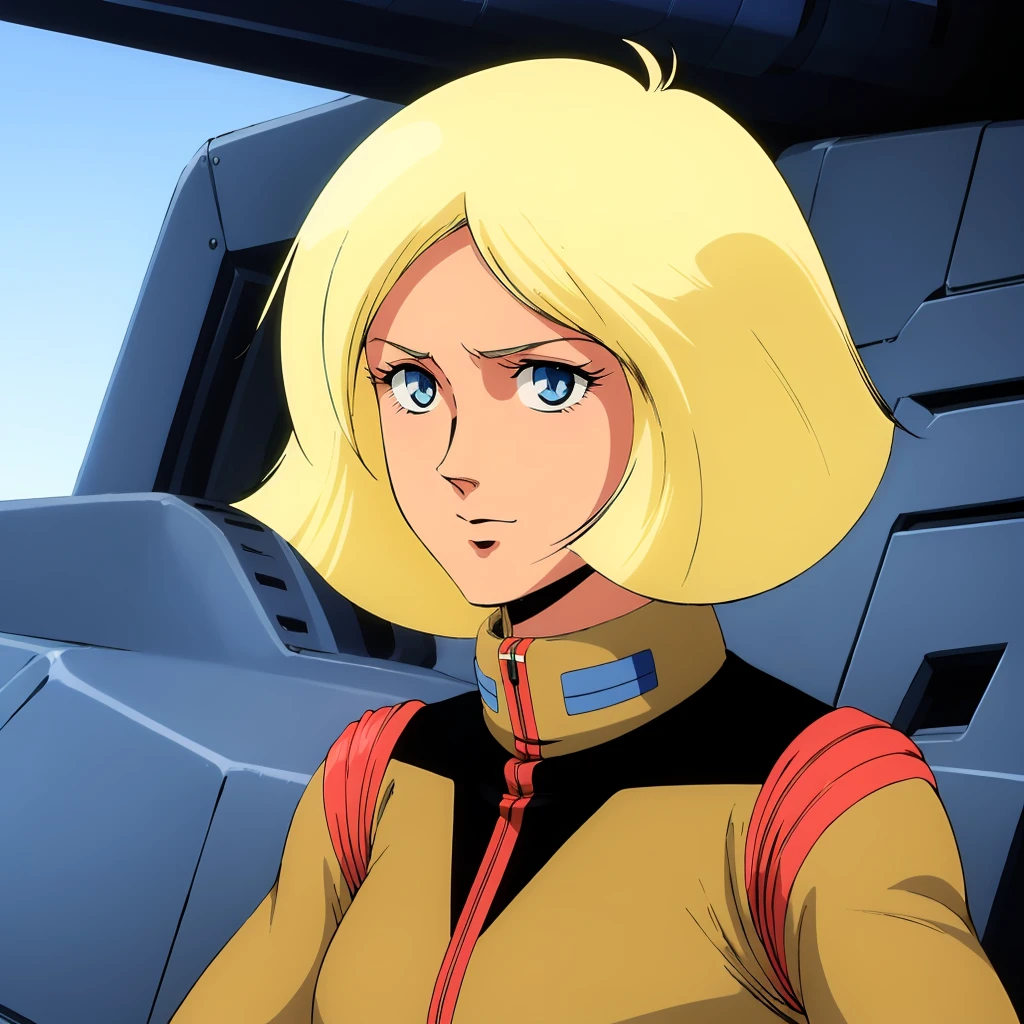 <lora:SaylaMass003:0.7>,<lora:add_detail:0.5>,<lora:noline:0.3>,<lora:boldline:-0.3>,
SaylaMass,1girl,blonde hair,short hair,blue eyes,retro artstyle,
pilot suit,