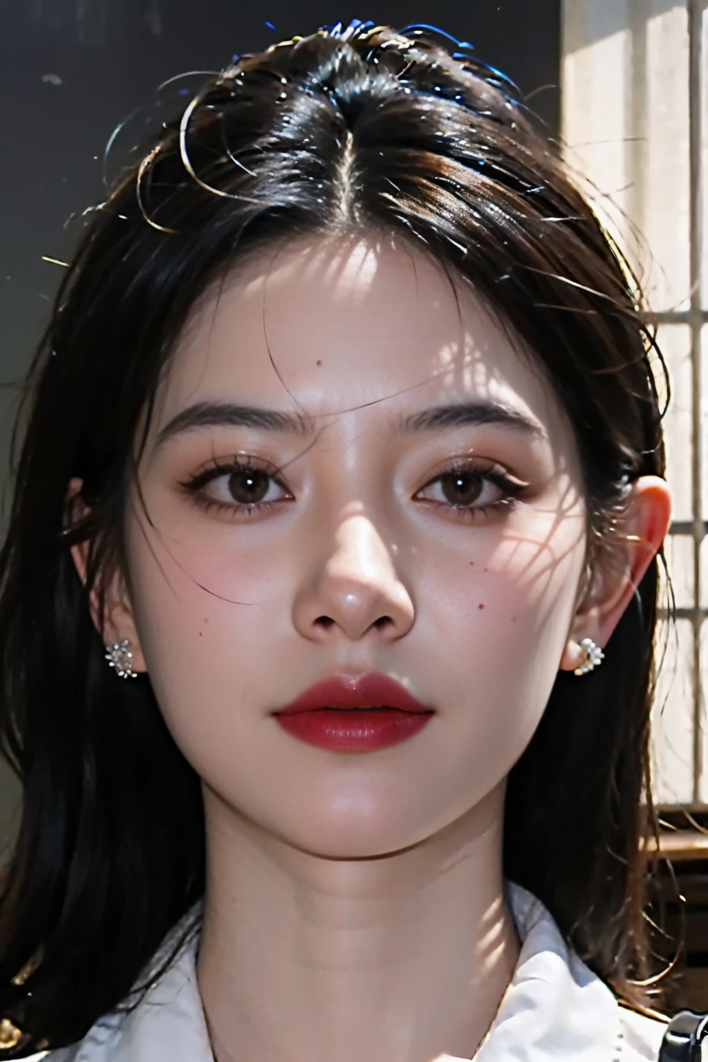 white shirt,1girl,best quality,masterpiece,illustration,an extremely delicate and beautiful,CG,unity,8k wallpaper,Amazing,finely detail,masterpiece,official art,extremely detailed CG unity 8k wallpaper,incredibly absurdres,huge filesize,ultra-detailed,highres,extremely detailed,beautiful detailed girl,light particles,realistic,x-ray,soft light,full frontal, <lora:baibaiqiaokeli:0.7>