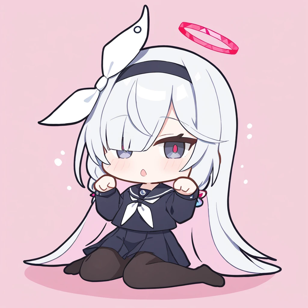 plana\(blue archive\),
1girl,solo,halo,(chibi:1.4),grey eyes,red pupils,
black school uniform,pantyhose,serafuku,black skirt,neckerchief,claw_pose,pantyhose,wariza,<lora:plana_(blue_archive)-an3xl-lokr:1>,