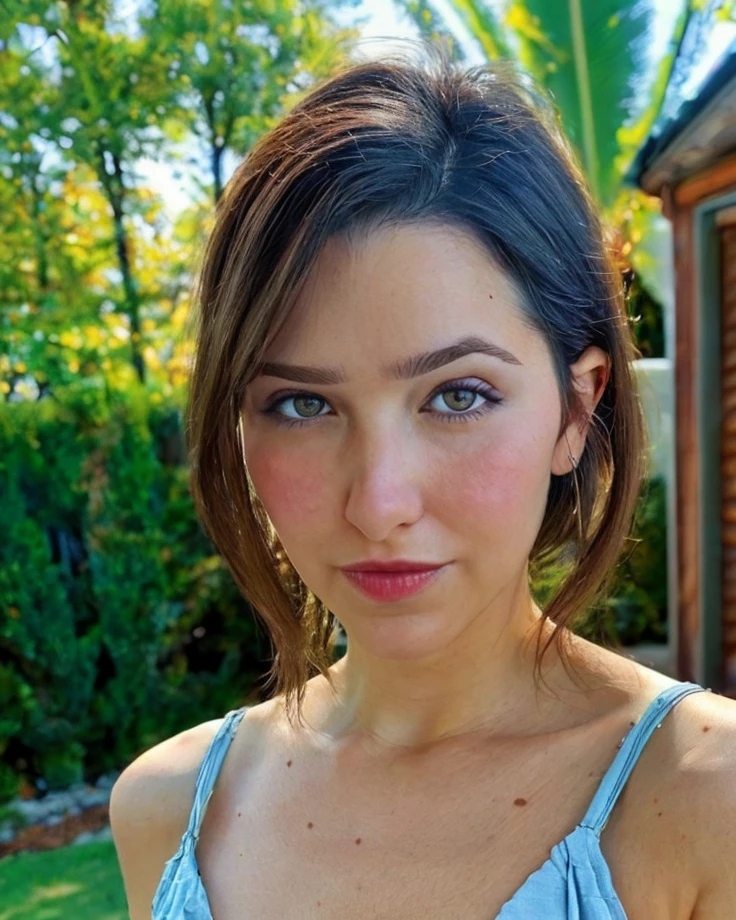 a picture of 4smrSharon,brunette, realistic, photorealistic, detailed skin, surface scattering, bokeh, skin pores,wearing a blue blouse,living room, <lora:4smrSharon:0.95>