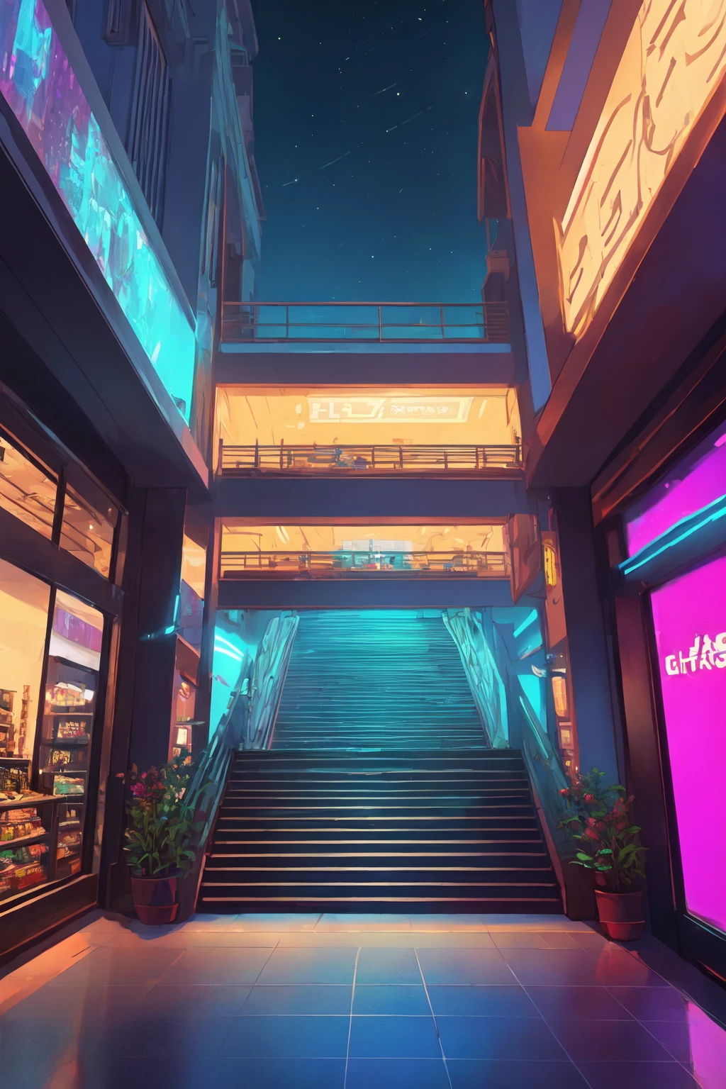 (masterpiece), (best illustration), (no humans), anime background, shopping mall, ring lighting , rim lighting,(extremely detailed CG unity 8k wallpaper),(masterpiece), (best quality), (ultra-detailed), (best illustration),(best shadow),perfect lighting , perfect anatomy , vivid colors,  CS-CYBR Earth-QualityPos