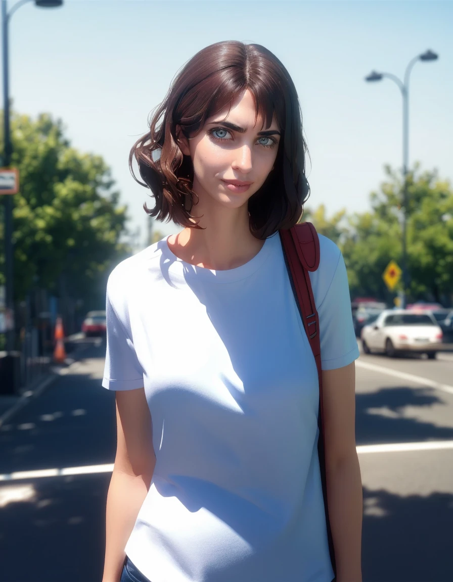 <lora:H1l4-000018:0.8>, a photo of (H1l4) woman standing in a shadow, dark background, angle, smirk, 1girl, solo, realistic, film photo, analog style, soft focus, beautiful, cgi, 3d, 4k, hd, render, unreal engine, dynamic lighting, beautiful lighting,