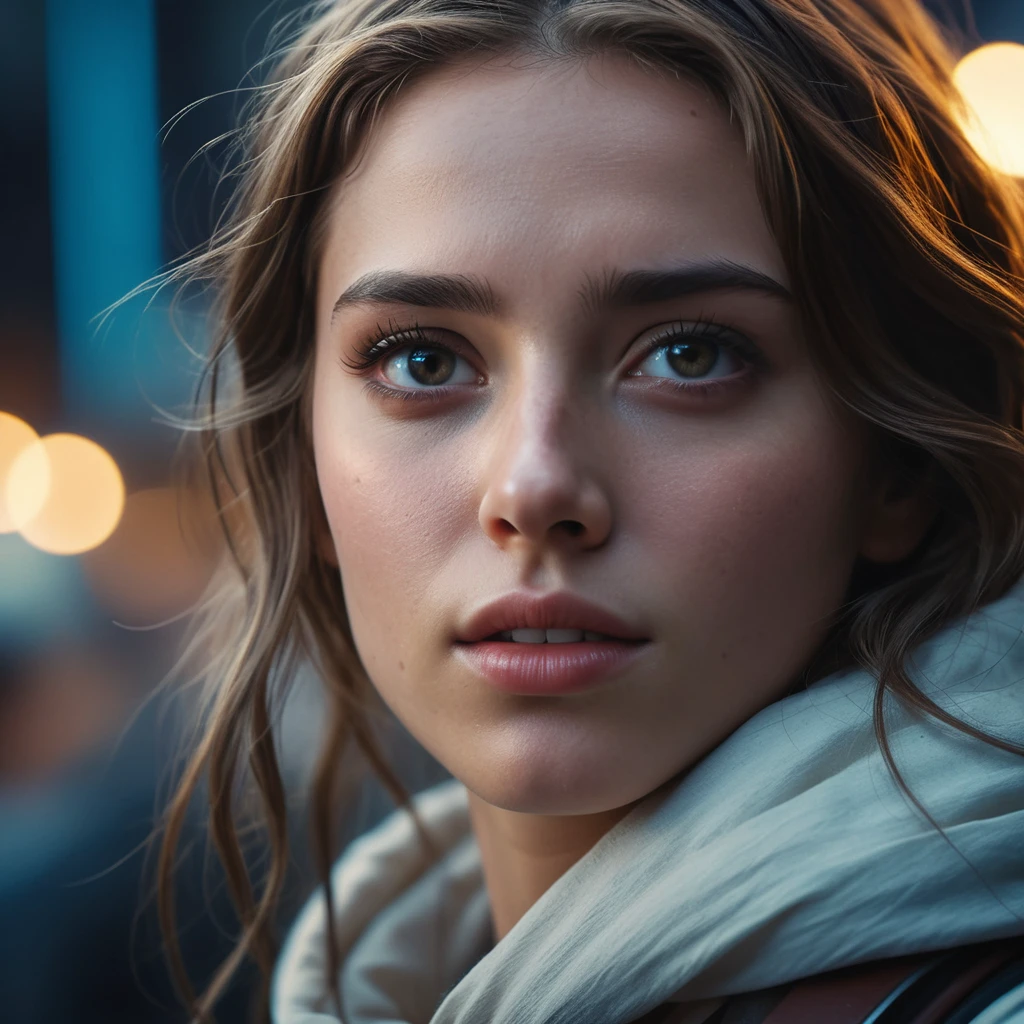 realistic, photo, Cinematic, epic, action packed, a new incredibly detailed and realistic close up of the worlds most beautiful girl, magnificent, celestial, ethereal, , background Cinematic Hollywood Film Style, shallow depth of field, vignette, highly detailed, high budget, bokeh, cinemascope, moody, epic, gorgeous, film grain, grainy