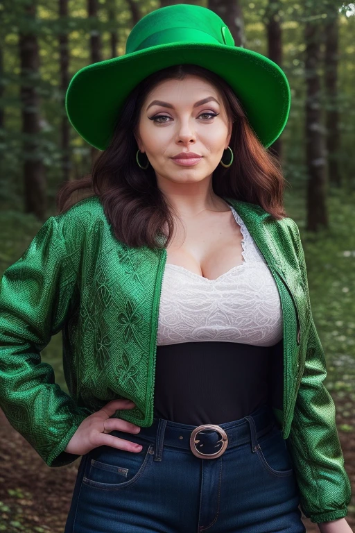 DEN_busty_ema
posing in an (enchanted forest:1.2) dressed as a (leprechaun:1.2), (shamrocks, clovers:1.2), , lucky charms, leprechaun, green clothing, green jacket and green shorts and a green hat, (magical:1.2), (enchanting:1.2),
bokeh, f1.4, 40mm, photorealistic, raw, 8k, textured skin, skin pores, intricate details <lora:epi_noiseoffset2:1>, epiCRealism <lora:ClothingAdjuster3:-1.3>