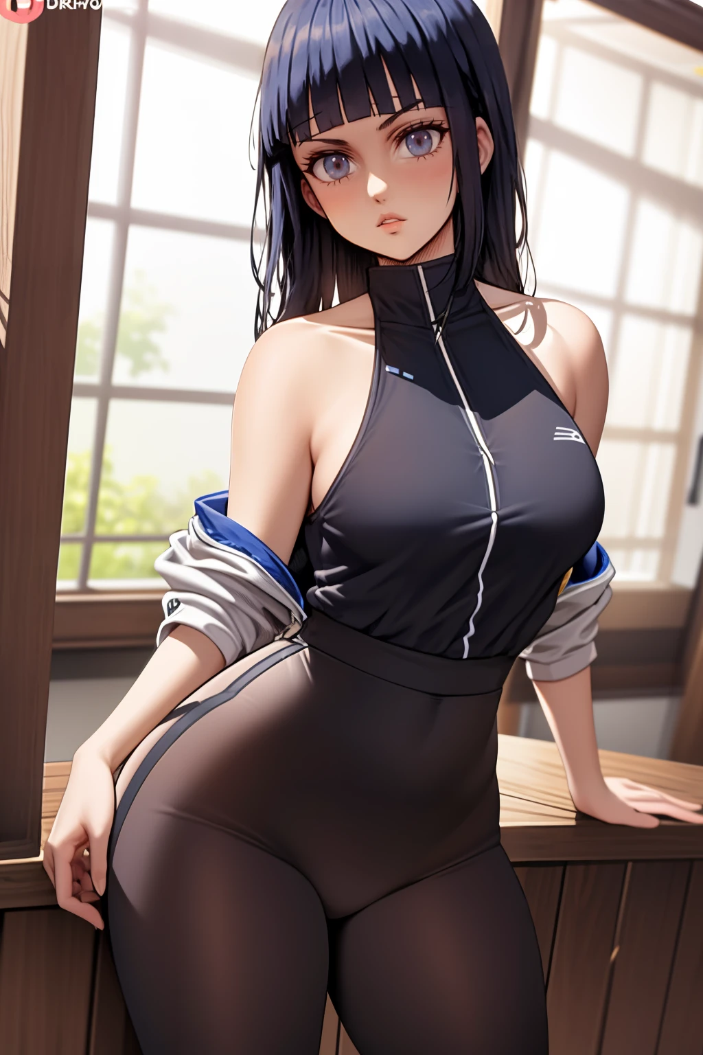 best quality, ultra-detailed masterpiece, dia kurosawa, one-piece swimsuit, large breasts, pantyhose,