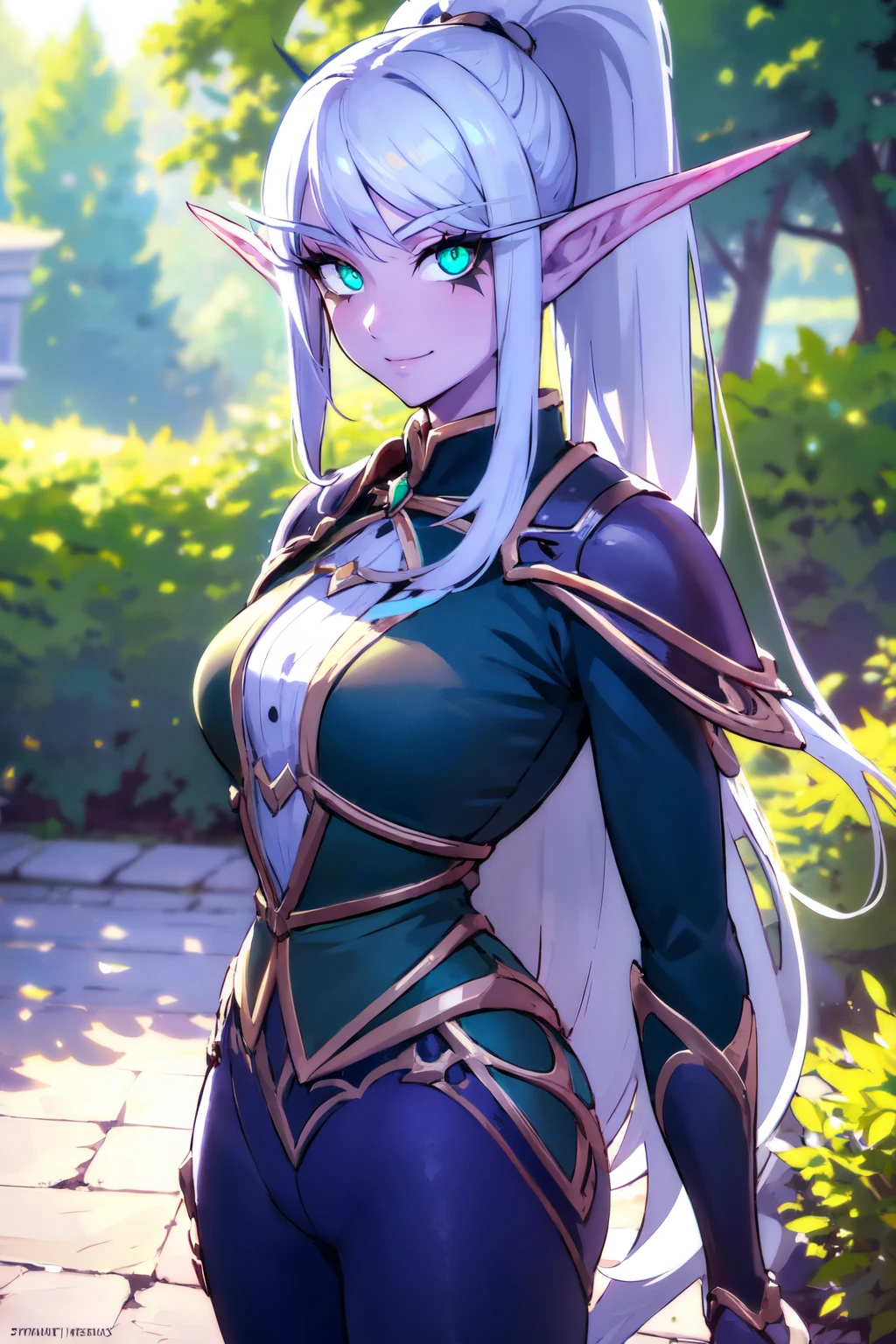 beautiful eyes, beautiful girl, high detail skin, high detail eyes, high detail hair, highres, ultra detailed, sharpen picture, Highly detailed, masterpiece, best quality, photorealistic,
<lora:MaievShadowsongLoRA:0.8>1girl, ponytail, green eyes, glowing eyes, pointy ears, elf, long hair, facial mark, pants, jacket, dual wielding, dagger, in a old village, flowers, sunny, smile