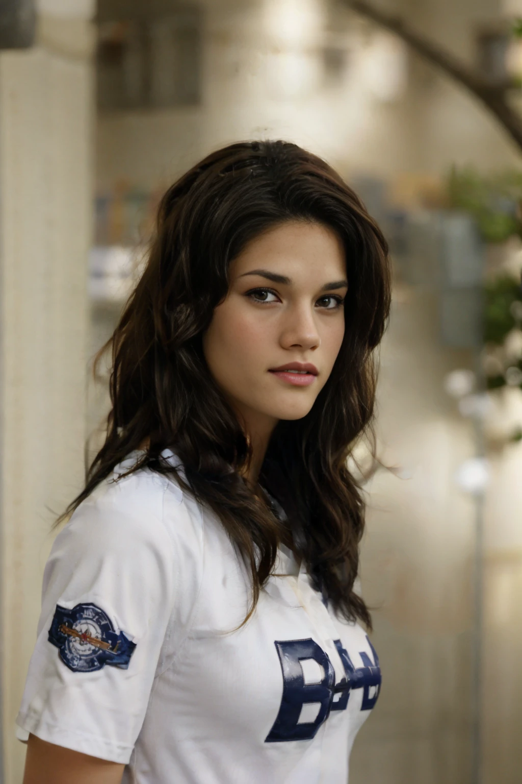 photo, photorealistic, detailed, <lora:opt-missyperegrym2005-2015:1> opt-missy_peregrym, detailed, realistic, <lora:Baseball Uniform By Stable Yogi:1> wearing a baseball uniform,