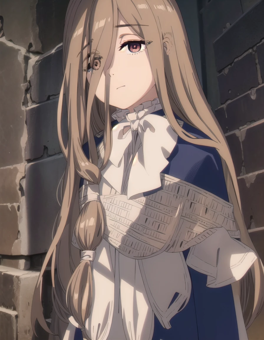 magesense, <lora:mage sense s1-lora-nochekaiser:1>,
sense, long hair, brown hair, hair between eyes, (brown eyes:1.5), very long hair, ahoge,
BREAK bow, bowtie, white bow, capelet, blue capelet, frills, wide sleeves,
BREAK outdoors,
BREAK looking at viewer, (cowboy shot:1.5),
BREAK <lyco:GoodHands-beta2:1>, (masterpiece:1.2), best quality, high resolution, unity 8k wallpaper, (illustration:0.8), (beautiful detailed eyes:1.6), extremely detailed face, perfect lighting, extremely detailed CG, (perfect hands, perfect anatomy),