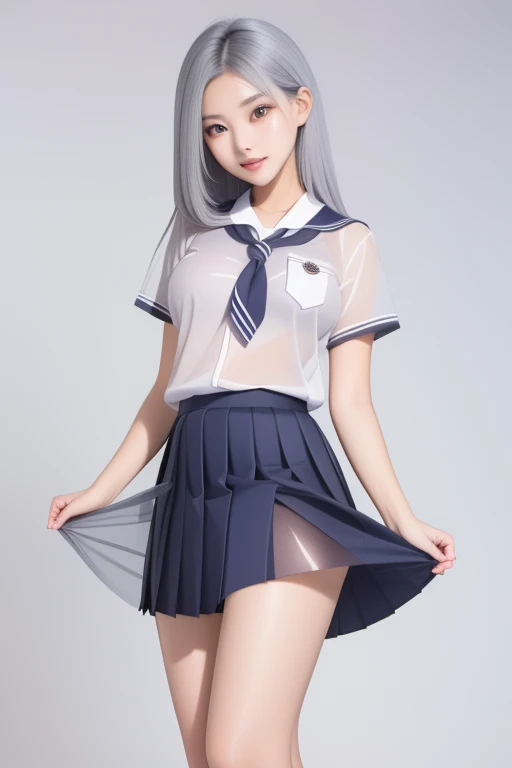 masterpiece,1girl,PERFECT FACE,((see-through)),(school uniform),grey gradient hair,<lora:lbc_see-t school_uniform_240311:1>,