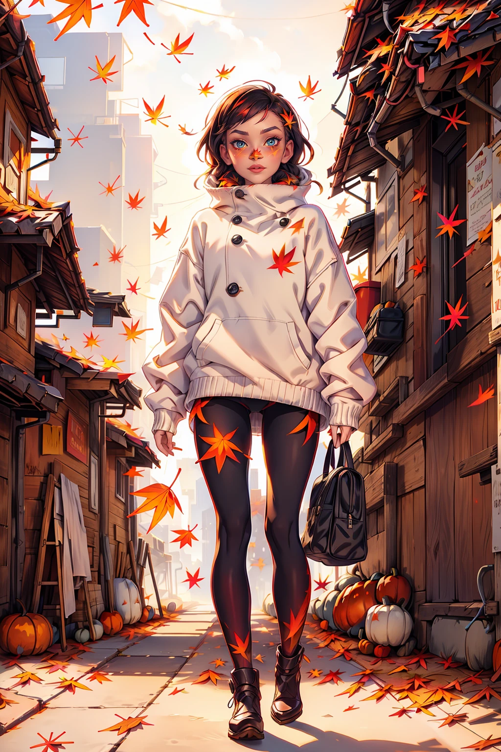<lora:LeavesColorWorld:1>(LeavesColorWorld clothes:1.4) 1girl walking in a cyber city