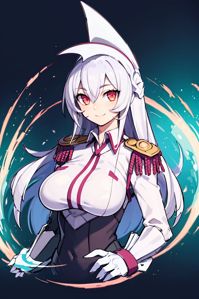 <lora:Bold_CAT:0.4>,
((masterpiece,best quality)), absurdres,
<lora:Palkia_Pokemon:0.8>,
palkia, energy, eye trail, glint, glowing, glowing eyes, (1girl:1.1), smile, big breasts, (upper body, portrait),
epaulettes, full body, gloves, long sleeves, personification, red eyes, long hair, simple background, white background, white gloves, white hair,
looking at viewer,