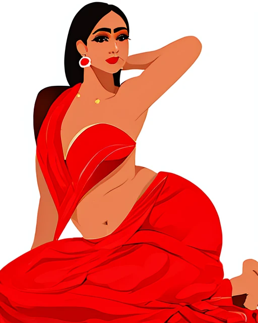 ((Vector Art, Simple vector)), (full body Portrait), looking at the viewer, masterpiece, feminine, beautiful face, beautiful eyes, small nose, big natural lips, Aesthetically_Pleasant_Woman, Pleasant:BrownTone, slim body, hourglass figure, 1woman, perfect eyes, ((one armpit off, showing one armpit, armpitstubble, OnlySaree_Style, Wearing a BlouseLess SleeveLess OneShoulder Saree, Exposed Belly Button)), <lora:flat_colour_v4:0.6>, <lora:Aesthetically_Pleasant_Woman:0.5>, <lora:OnlySaree_V4:0.75>. <lora:armpitstubble:0.4>, [Embeddings(dglatte)],   <hypernet:LuisapAbstract_abstractVersion:1>