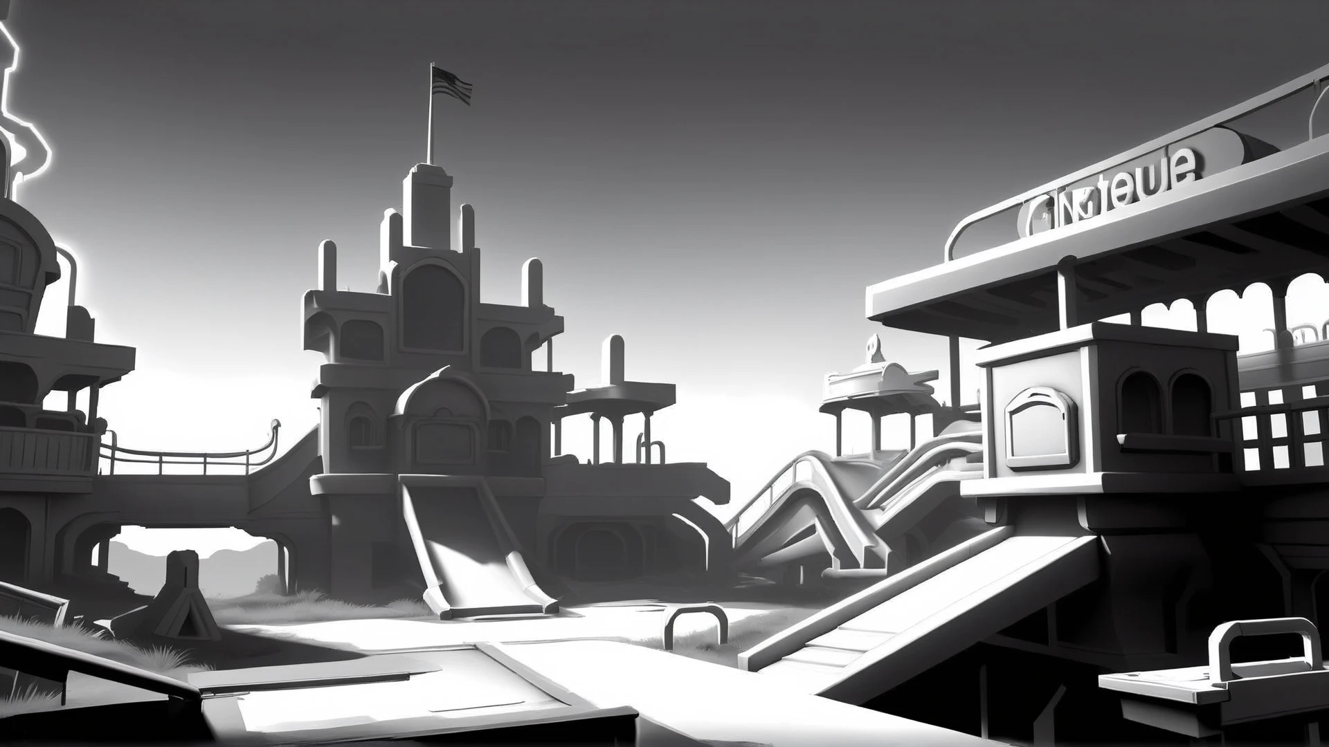 <lora:WhiteboxStyleXL:1>WhiteboxStyle abandoned amusement park monochrome, ambient occlusion, <lora:WhiteboxStyle:0.8> WhiteboxStyle, dark nebula, (Masterpiece:1.3) (best quality:1.2) (high quality:1.1)