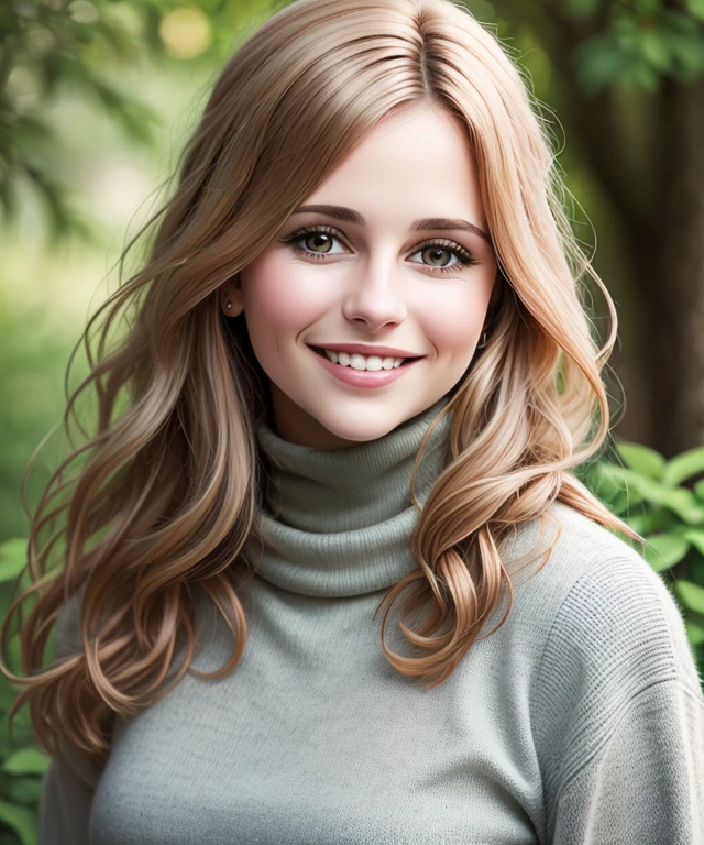 d3b0rc2p , (blurred nature, outdoor), (close portrait photo), realistic, Turtleneck