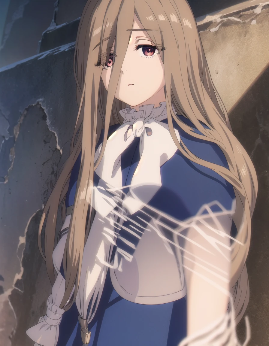 magesense, <lora:mage sense s1-lora-nochekaiser:1>,
sense, long hair, brown hair, hair between eyes, (brown eyes:1.5), very long hair, ahoge,
BREAK bow, bowtie, white bow, capelet, blue capelet, frills, wide sleeves,
BREAK outdoors,
BREAK looking at viewer, (cowboy shot:1.5),
BREAK <lyco:GoodHands-beta2:1>, (masterpiece:1.2), best quality, high resolution, unity 8k wallpaper, (illustration:0.8), (beautiful detailed eyes:1.6), extremely detailed face, perfect lighting, extremely detailed CG, (perfect hands, perfect anatomy),