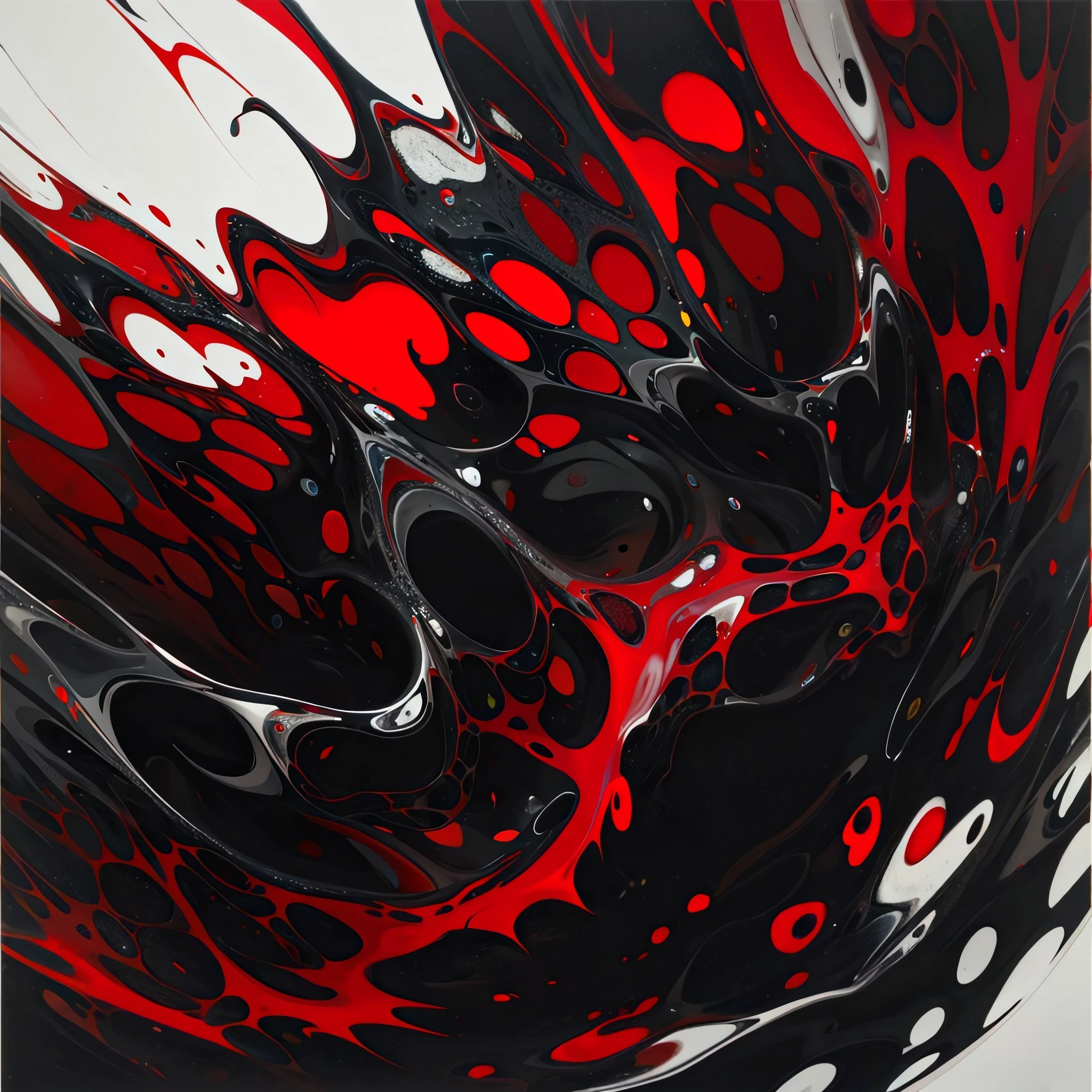 (masterpiece, top quality, best quality, official art, beautiful and aesthetic:1.2), acrylicpourpainting, black, red, yellow, gray, white <lora:AcrylicPourPainting:1>
