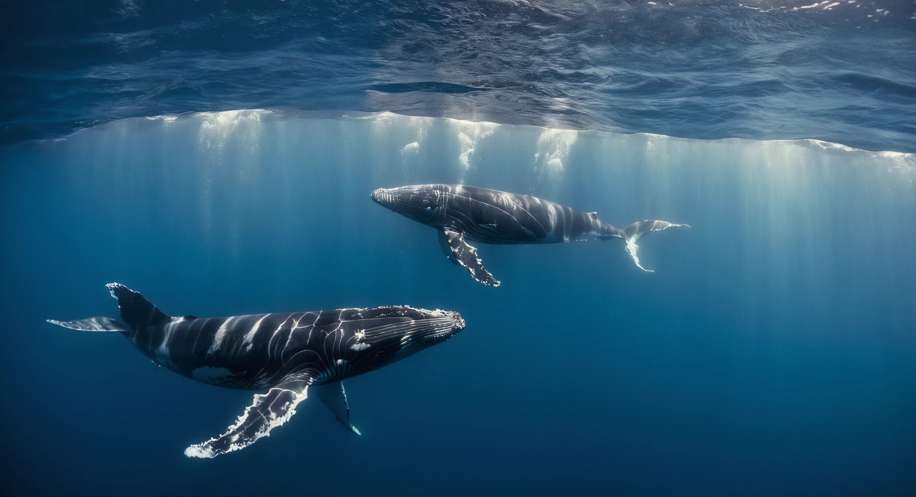 cinematic film still of <lora:Juxtaposition style:1>
Juxtaposition of a group of humpback whales swimming in the ocean,water,no humans,ocean,animal,traditional media,scenery,fish,underwater,swimming,shark Juxtaposition, artistic, photography, dramatic light, dramatic shadow light, contrast, saturated color, cinematic, filmic, photographic, realistic, realism, perfection, perfect, Juxtaposed, opposite, different things, side by side, syncretism, antithesis, Juxtaposition style, shallow depth of field, vignette, highly detailed, high budget, bokeh, cinemascope, moody, epic, gorgeous, film grain, grainy