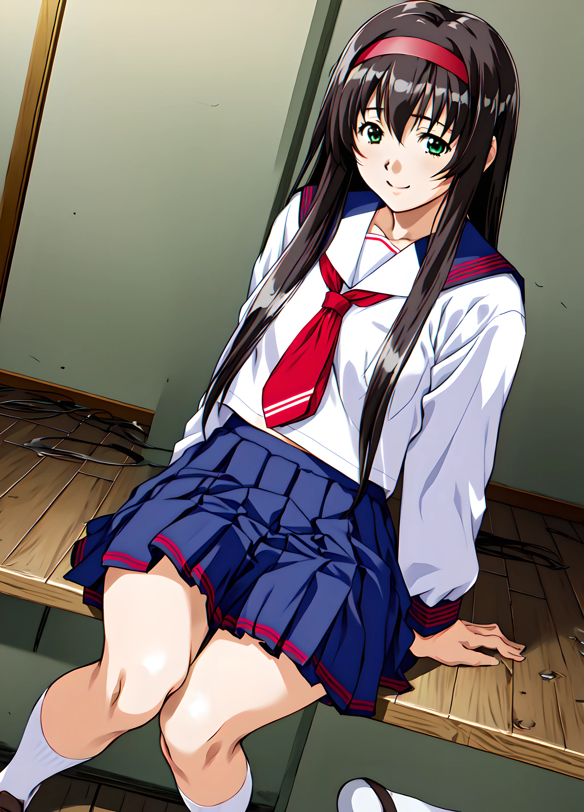 <lora:Yuri_Honjo:0.8>, Yuri_Honjo, 1girl, solo, sitting, torn clothes,