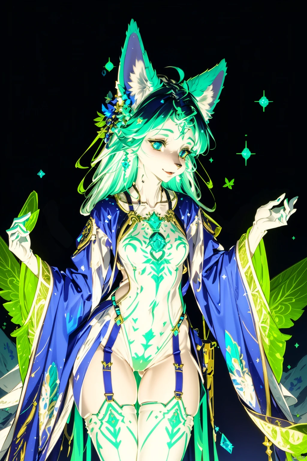 half furry,animal ears,furry:1.3, extremely delicate iridiscent a woman made of Translucent glowing glass, translucent, tiny golden accents, beautifully and intricately detailed, ethereal glow, whimsical, art by Mschiffer, best quality, glass art, magical holographic glow, half furry, FURRY,simple background,in the dark<lora:EMS-309277-EMS:0.800000>