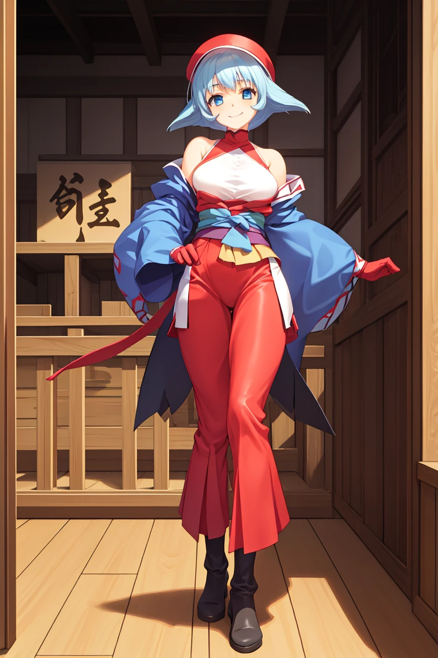 {{masterpiece}},{{best quality}},{{high resolution}},{{caustics}},{{detailed}},
wood_middleage_building,traditional_japanese_building
1girl,standing,smile,
<lora:kamyuV1:0.5>,kamyu, short_hair, blue_eyes, ahoge, antenna_hair,wings, black_wings,
dress3,boots, hat, cap,red_hakama,miko, (wa maid:0.8), shrine maiden,gloves,
