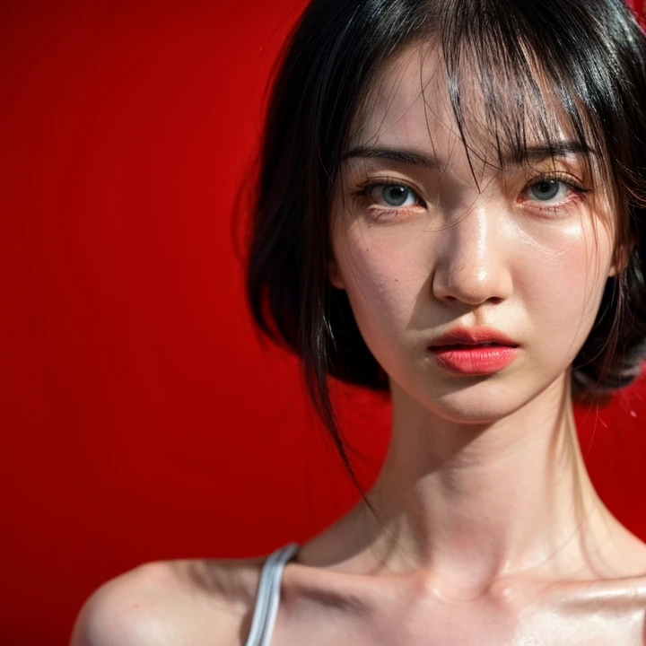 masterpiece photo of a woman, 4k quality, full body, dramatic red lighting on front, black background, black short hair <lora:aya:1> <lora:more_details:1> <lora:lora_perfecteyes_v1_from_v1_160:0.1> UnrealisticDream