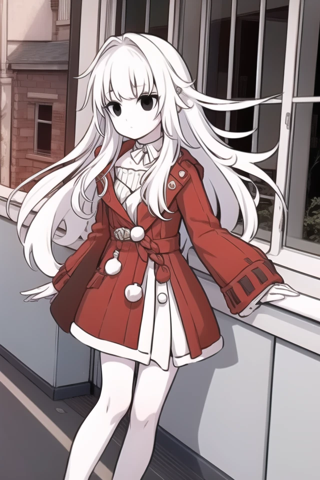 1girl,solo,white hair,long hair,white skin,black eyes,expressionless,balcony,masterpiece,best quality,high quality,<lora:FRZ:1>,<lora:ClaraHonkaiStarRail1:1>,Clara (Honkai Star Rail),Clara,