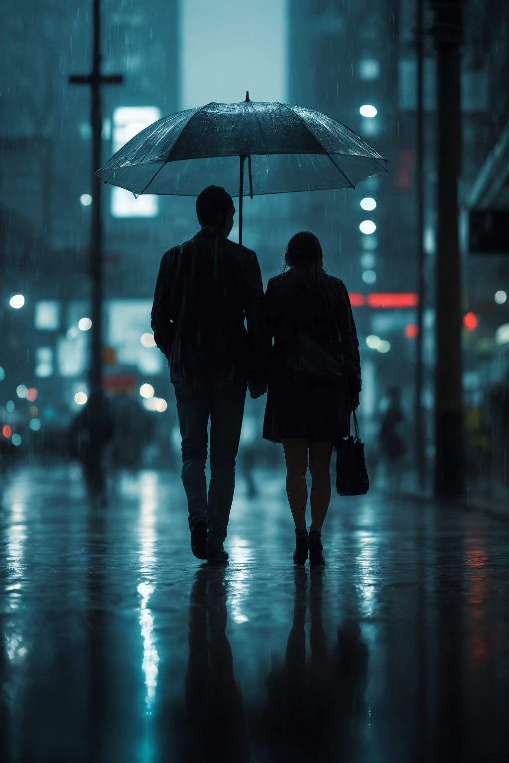 <lora:t1hal:1> a couple is walking on the street in the style of t1hal