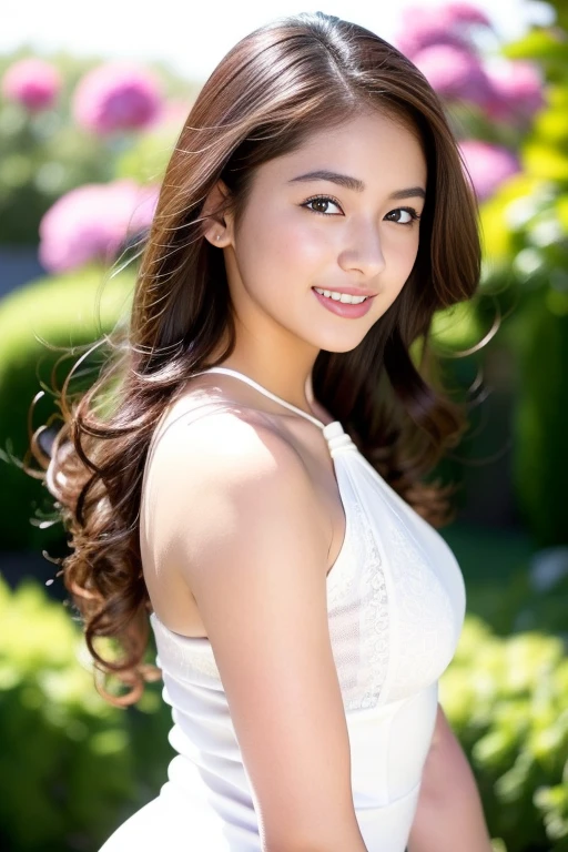 (top-quality:1.1)、(Photorealsitic:1.1)、(a picture:1.1)、nsfw,sex,(ighly detailed:1.1)、viewer、armlet、Jade Bracelet、Jade Earrings、Eye lashes、Toothless smile、a beautiful detailed girl、(extremely detailed eye and face)、(lighting on the face)、jade necklace、Summer Uniforms、(report:1.5)、(shores、Palm trees)、(Skin glowing in the light of the setting sun)、see -through、Light brown eyes、(((Hair fluttering in strong winds)))、((Anatomically perfectly balanced style))、Cute poses、sexypose、body like big blue eyes、red brown hair