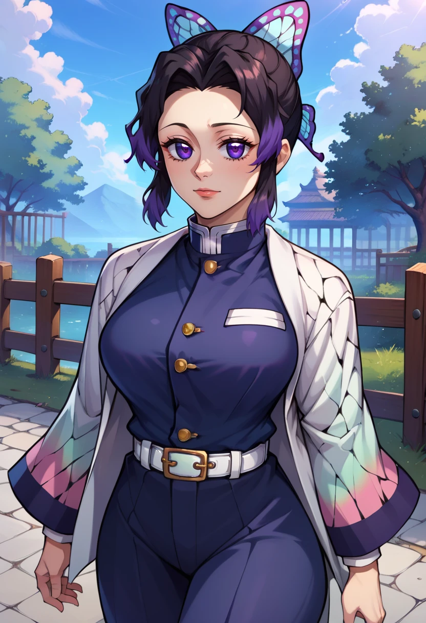 mountain fuji on the background、((((condor is flying))))、cleavage of the breast,Slightly chubby, fully body photo,(((purple tight dress))),Luxurious embroidery, Short hair、abdominals