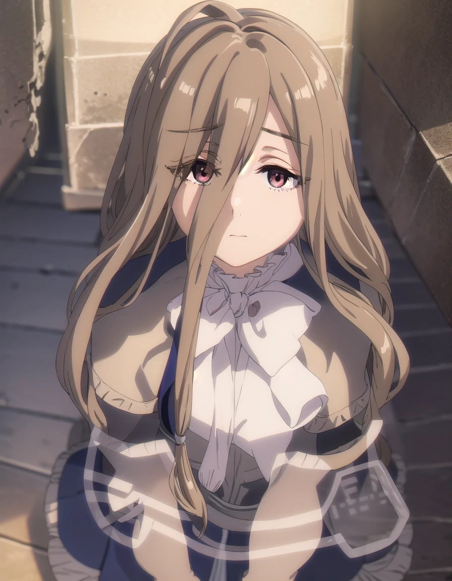 magesense, <lora:mage sense s1-lora-nochekaiser:1>,
sense, long hair, brown hair, hair between eyes, (brown eyes:1.5), very long hair, ahoge,
BREAK bow, bowtie, white bow, capelet, blue capelet, frills, wide sleeves,
BREAK outdoors,
BREAK looking at viewer, (cowboy shot:1.5),
BREAK <lyco:GoodHands-beta2:1>, (masterpiece:1.2), best quality, high resolution, unity 8k wallpaper, (illustration:0.8), (beautiful detailed eyes:1.6), extremely detailed face, perfect lighting, extremely detailed CG, (perfect hands, perfect anatomy),