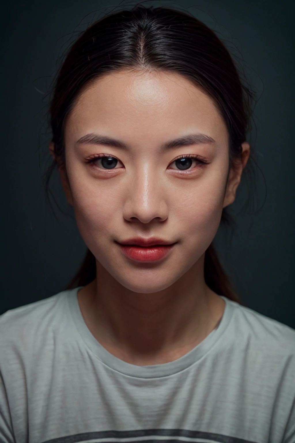 analog film photo <lora:[KR]_-_Go_Yoon-Jung:1> goyoonjung, solo, (looking at viewer), smile, realistic lighting, asymmetrical hair, (detailed skin), (detailed face), smile512, ((simple plain grey tshirt:1.2))
BREAK
(simple dark gray background:1.5)
BREAK
masterpiece, best quality, ultra-detailed, ultra high res, (photorealistic:1.4), raw photo, (realistic:0.2), 8k HDR, 1girl, bokeh, f1.4, 40mm, photorealistic, raw, 8k, textured skin, skin pores, intricate details, by Dorothea Lange
BREAK
<lora:PAseer-SD15-LCM Quick:1> <lora:epiCRealismHelper:.4> <lora:DStyle_-_Photography_Style:.4> dstyle, RAW candid cinema, 16mm, color graded portra 400 film, remarkable color, ultra realistic, textured skin, remarkable detailed pupils, realistic dull skin noise, visible skin detail, skin fuzz, dry skin, shot with cinematic camera . faded film, desaturated, 35mm photo, grainy, vignette, vintage, Kodachrome, Lomography, stained, highly detailed, found footage