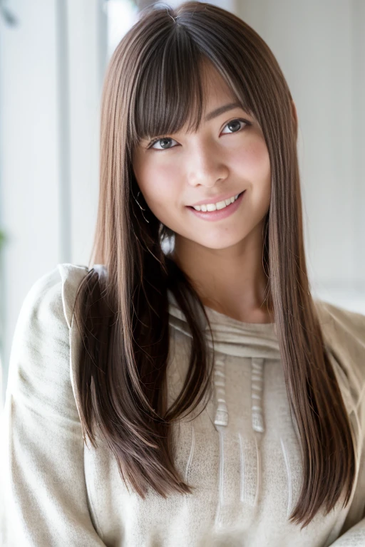 1girl, (sweater:1.8),(RAW photo, best quality:1.4), (realistic, photo-realistic:1.4), masterpiece, an extremely delicate and beautiful, extremely detailed, 2k wallpaper, Amazing, finely detail, extremely detailed CG unity 8k wallpaper, ultra-detailed, highres, soft light, beautiful detailed girl, extremely detailed eyes and face, beautiful detailed nose, beautiful detailed eyes,cinematic lighting,(blurry,bokeh backgound:1.6),(park:2.0),perfect anatomy,(slender body:1.6),(close up face,focus face:1.8),(laugh lightly,Friendly, warm:1.8),(looking at viewer:1.8), (long hair:1.6), (japanese idol:1.8), (brown eyes:1.4),(standing:1.6),(cleavage:1.2), <lora:einoairi_lora-11:0.8>