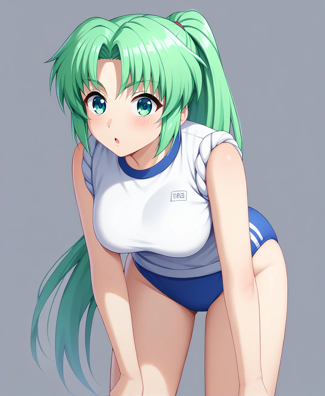 Bulma from dragon ball, showing the camera her giant butt full of semen from her anus and spilling milk from her tits