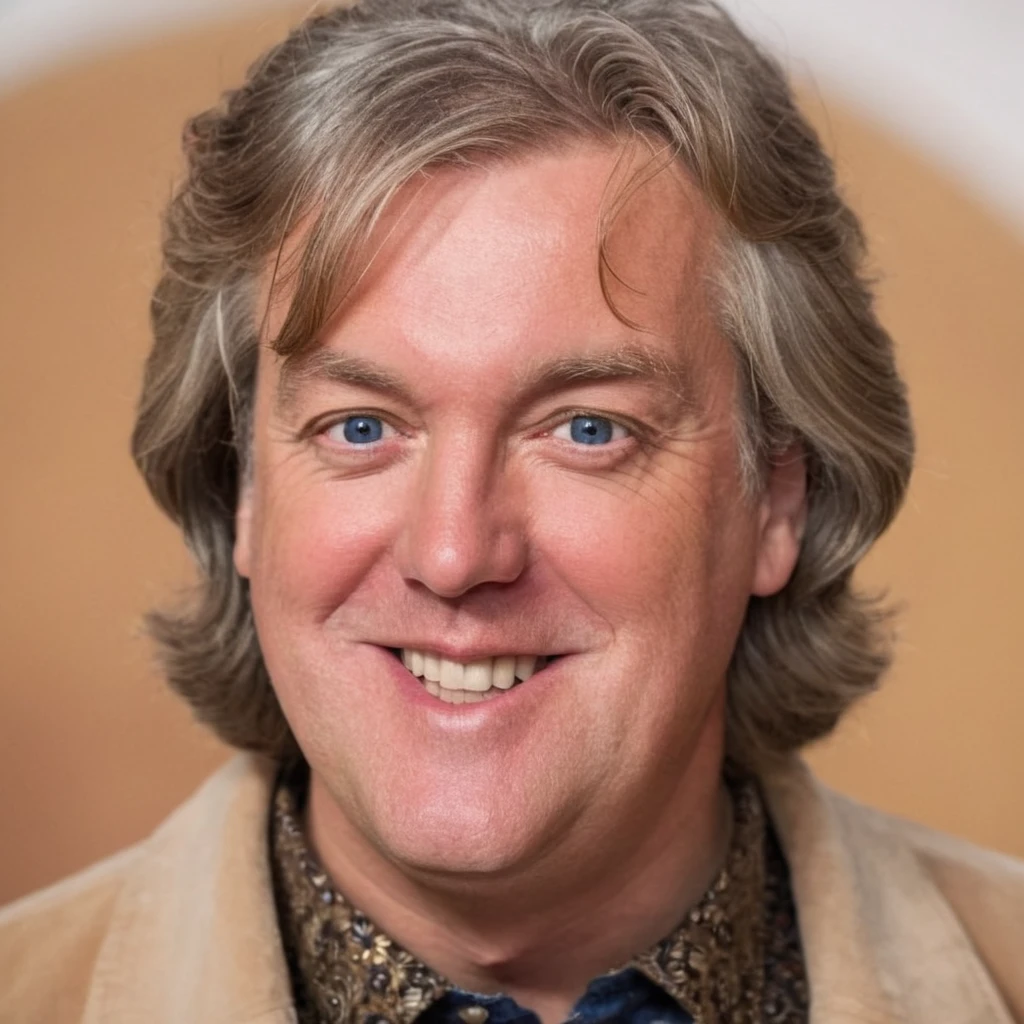 portrait, jamesmay, solo, blue eyes, blonde hair, 1boy, male focus, smiling