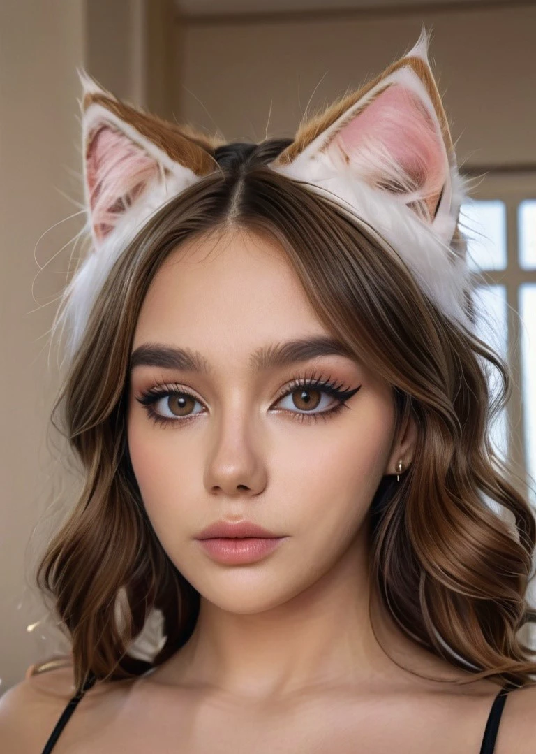 Seltin, portrait, eye makeup, wearing cat ears