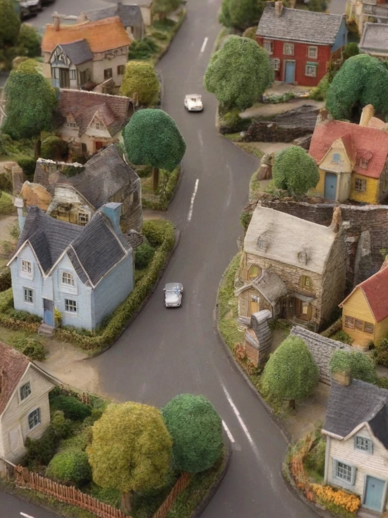 <lora:Fluffy_Macro:1.0>a tiny fluffy village, houses, trees, cars, streets, intricate, detailed, realistic