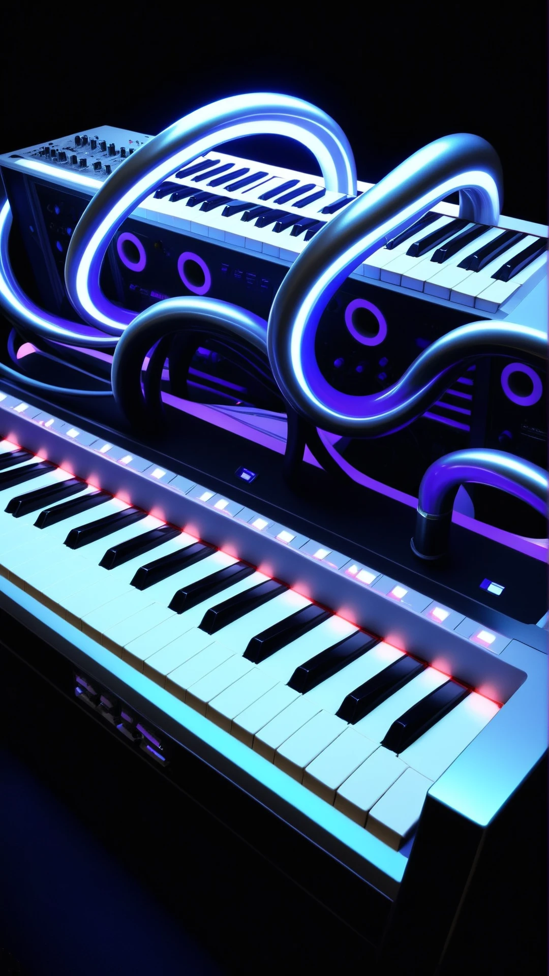 <lora:CarnageStyleXL:1>CarnageStyle Silver music synthesizer, uv lights (ultraviolet),fuse protection,cable grommets,solid tires, camouflage, pliable
, liquid, (Masterpiece:1.3) (best quality:1.2) (high quality:1.1)