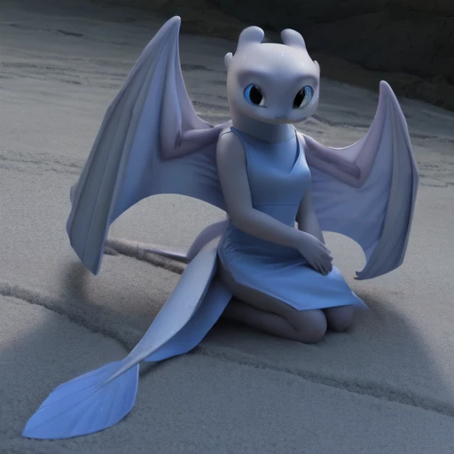 nublessv6, female anthro, dragon , white skin, blue eyes, wings , tail,medium breasts, membranous wings, watching movie,  full-length portrait, bedroom eyes, black eyeshadow,short dress,bodycon dress,  <lora:nublessv6-bb95-4r10e-000009:1>, ultra detailed, intricate, beautiful eyes, detailed face, good anatomy,   detailed background,realistic, detailed background, hi res, realistic, photography \(artwork\,