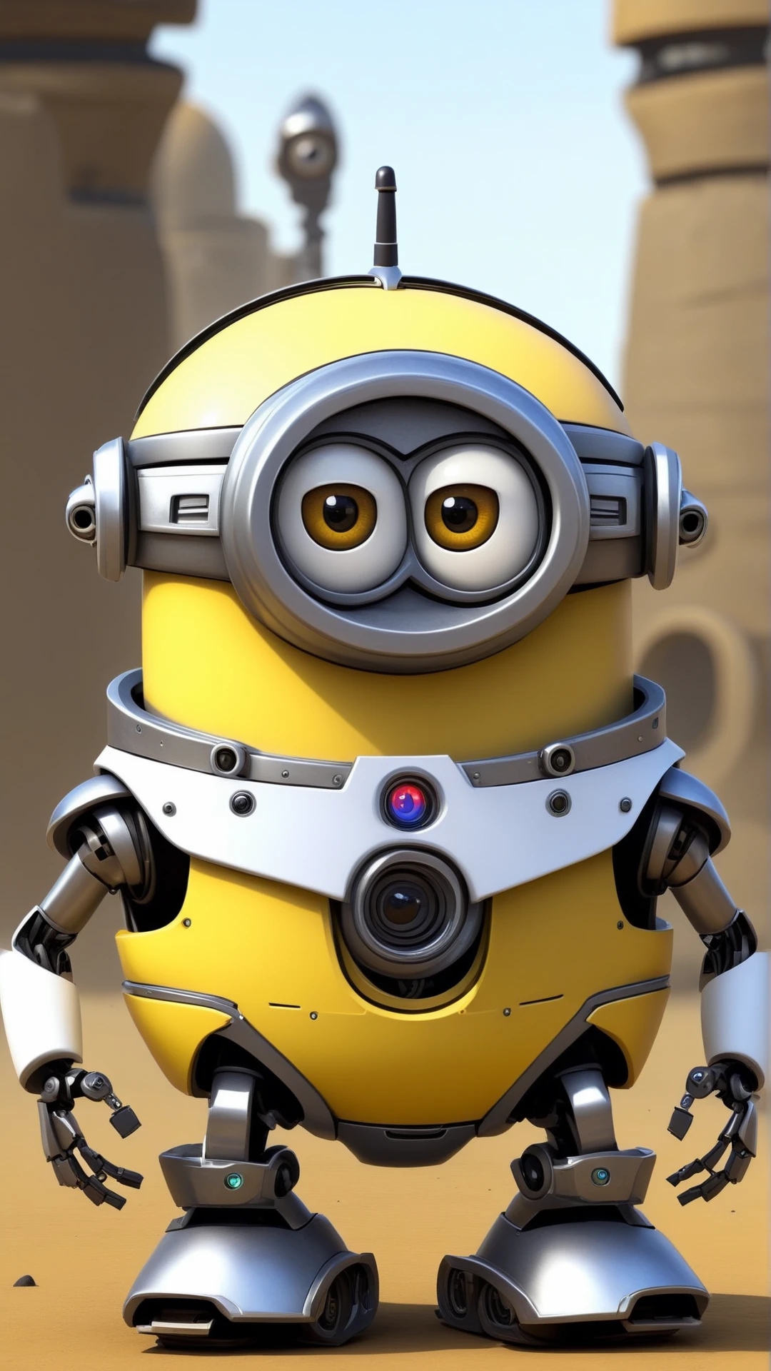 fantasy, archaeology theme, <lora:MinionStyleXL:1> MinionStyle robot as a minion