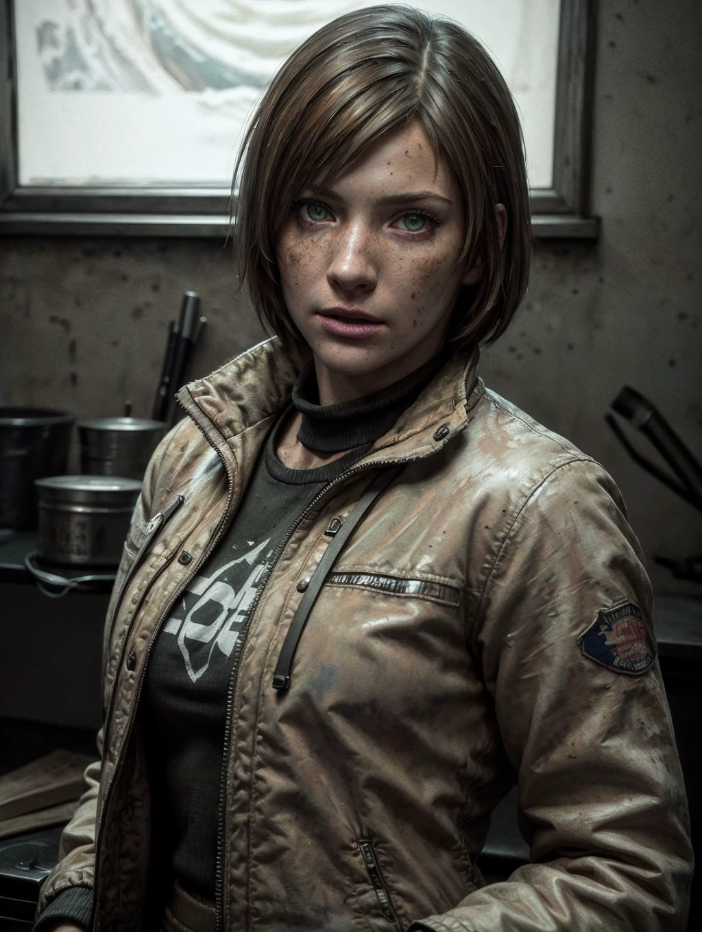 <lora:Character_EileenGalvinV2:1>, 1girl, solo, looking at viewer, short hair, blue eyes, brown hair, green eyes, jacket, upper body, heterochromia, snow, freckles, realistic, orange jacket,
(intricate, pores, (highly detailed skin), digital painting, concept art, sharp focus, illustration, arts station,
detailed digital painting, cinematic, hype realistic, octane rendering,
hype realistic art, extremely high-resolution details, photographic, art bleak)