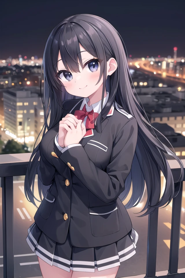 insanely detailed, absurdres, ultra-highres, ultra-detailed, best quality,
1girl, solo, nice hands, perfect hands,
BREAK
(wearing winter school uniform),
happy smile, laugh, closed mouth,
standing, 45 angle, (cowboy shot:1.3), looking at viewer,
BREAK
slender, kawaii, perfect symmetrical face, ultra cute girl, ultra cute face, ultra detailed eyes, ultra detailed hair, ultra cute, ultra beautiful,
by Canon EOS, SIGMA Art Lens 35mm F1.4, ISO 200 Shutter Speed 2000,
BREAK
(night, dark background:1.3), cityscape, street, tokyo, shibuya,
(very wide, panorama view, sense of depth, magnificent view:1.3),
medium large breasts,
BREAK
black hair, long hair,black eyes, hair between eyes