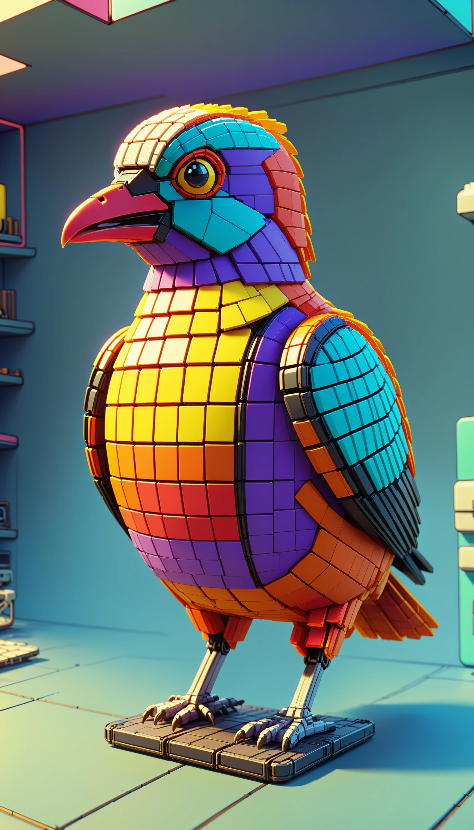 <lora:NESVoxelStyleXL:1.3> NESVoxelStyle bird, voxel, sci-fi, (retro game:0.5), (video game:0.5), 3D shape, 3D style